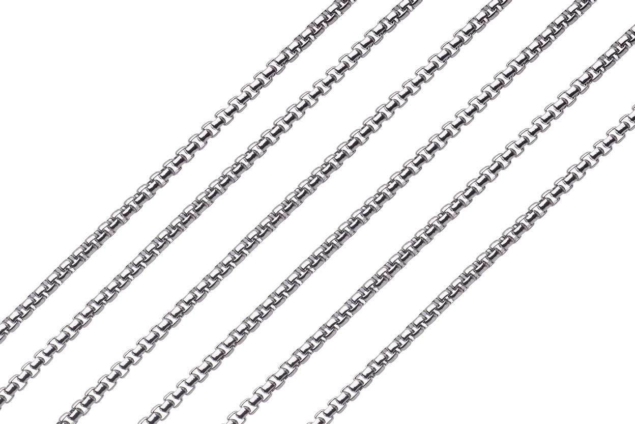 2mm Venetian Box Chain - Made of Stainless Steel - Sold by the foot - Ch-77SS