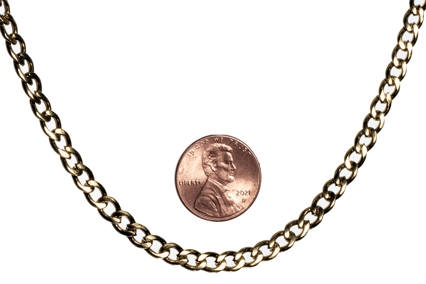 Curb Chain for Jewelry - Medium Size 4.5mm No Fade Gold - Per Foot - CH-80SS/G