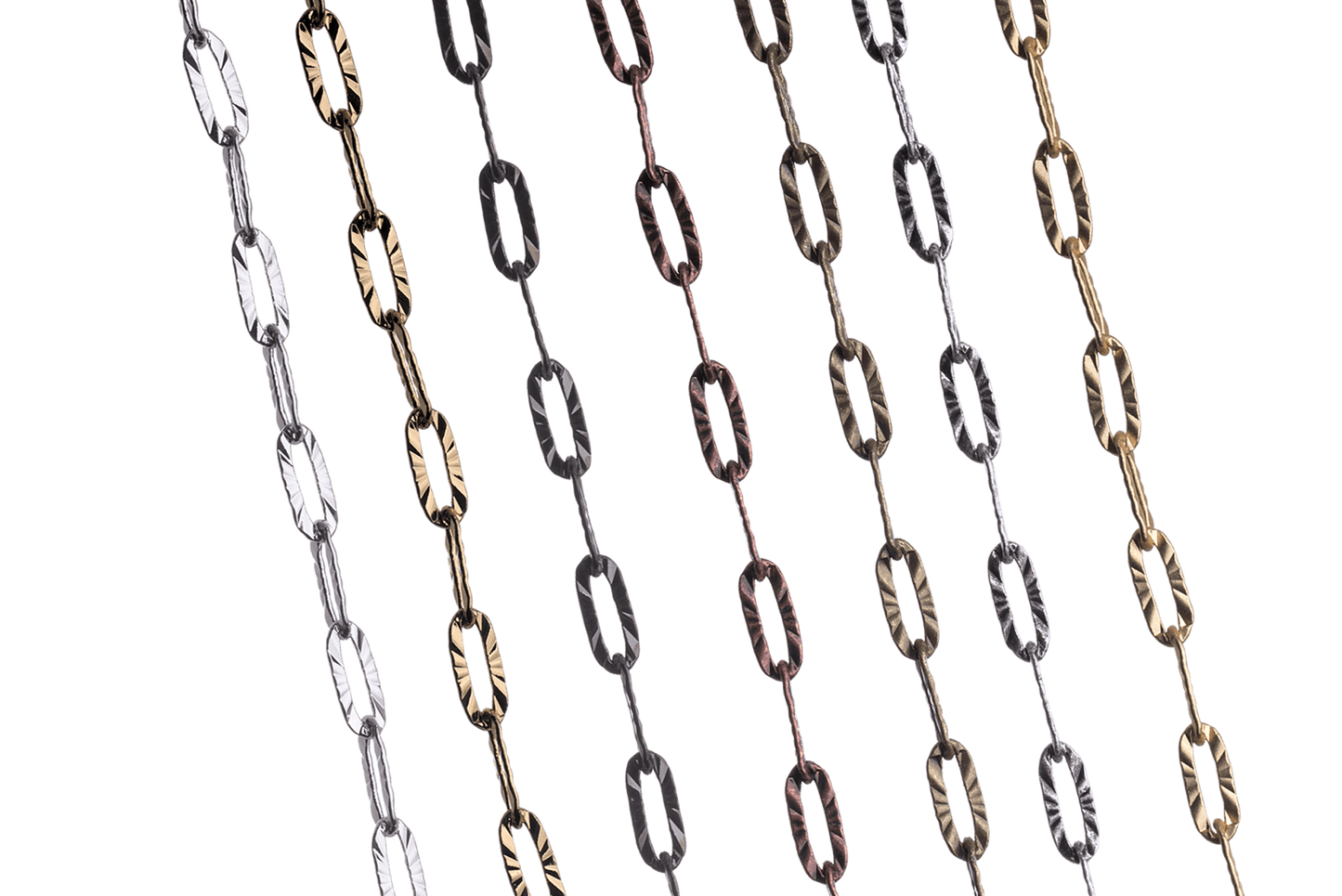 Paperclip Cable Chain with Kinked Design measures 6mm x 3mm available in Many Finishes sold by the Foot - CH 2607