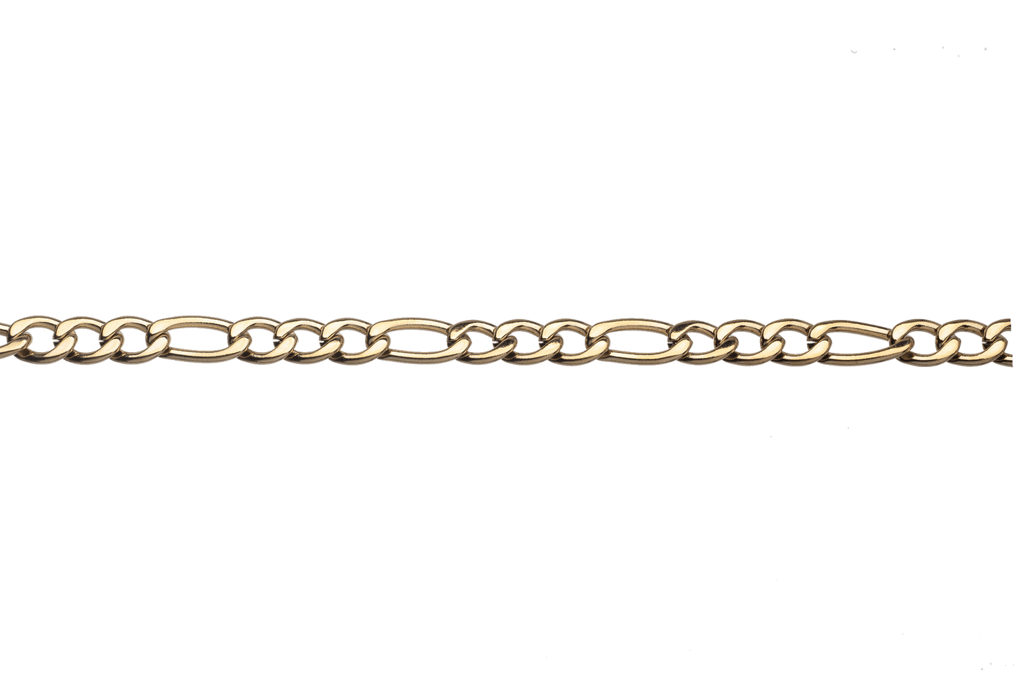 Figaro Chain Medium Size - Measures 4.5mm x 7.1mm - Available in Waterproof Gold - Made from Stainless Steel - Sold by the Foot - CH 124SS/G