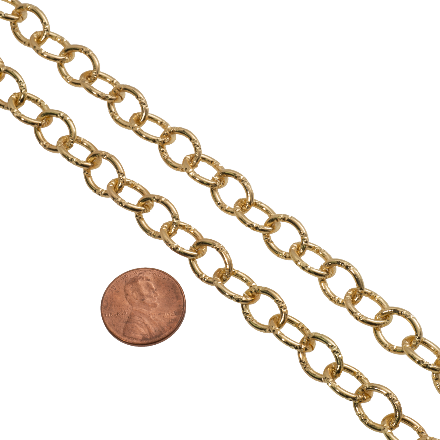 Cable Chain - Oval Textured 9.5mm x 12mm - Multiple Colors - Per Foot